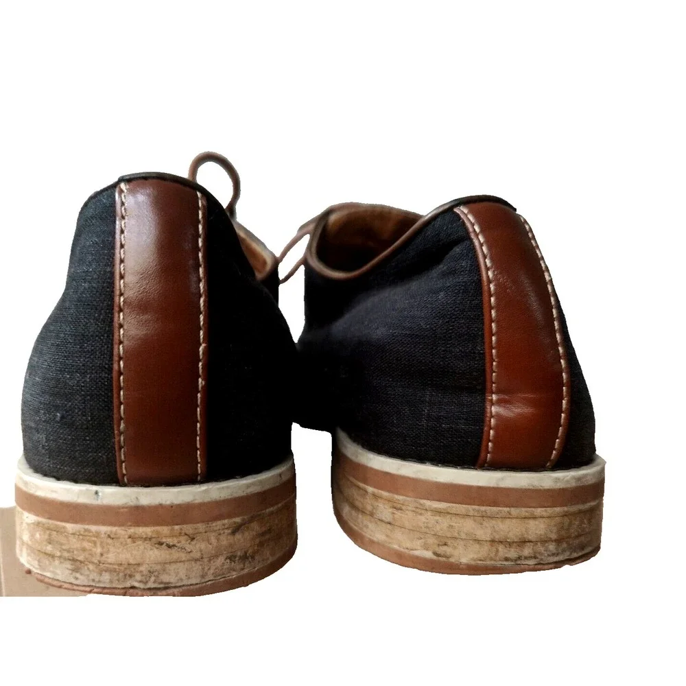 Giorgio Brutini Mens Shoes Sz 11 Oxfords Derby Linen Canvas Black Brown Heel Tap
